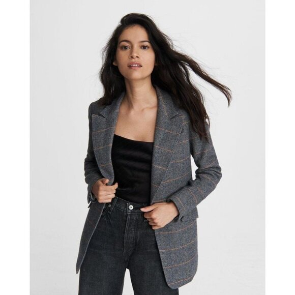 NWT Rag & Bone Wool Blazer Annie Plaid Gray Check Sz S Academia Boardroom $650 - Picture 1 of 16